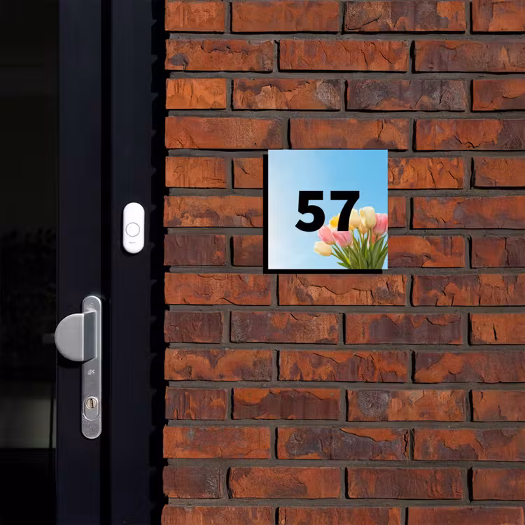 Naambordje voordeur - Vierkant - Gekleurde tulpen lucht - Traditioneel — 2