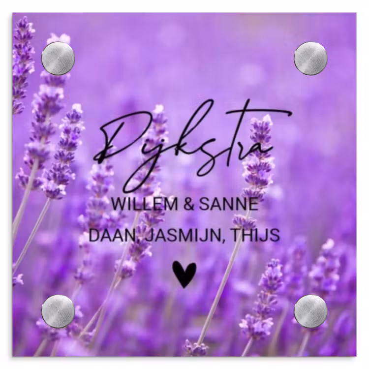 Naambordje voordeur - Vierkant - Lavendel - Sierlijk — 1