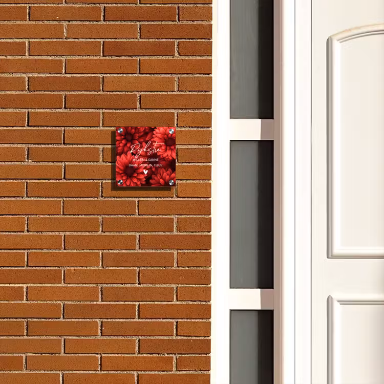 Naambordje voordeur - Vierkant - Rode bloemen - Sierlijk — 5