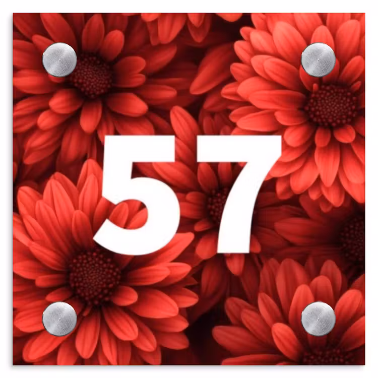 Naambordje voordeur - Vierkant - Rode bloemen - Traditioneel — 1