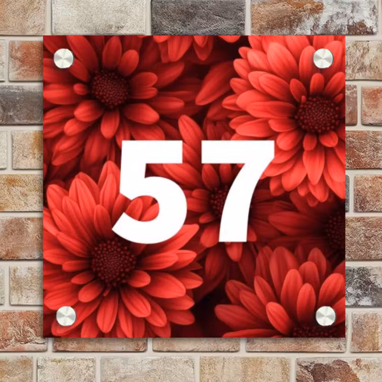 Naambordje voordeur - Vierkant - Rode bloemen - Traditioneel — 4