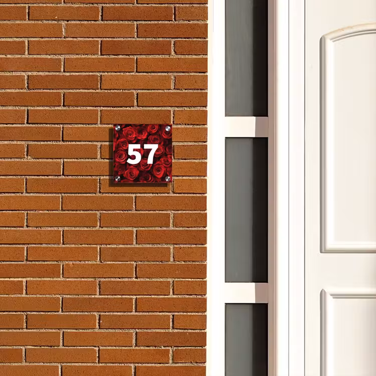 Naambordje voordeur - Vierkant - Rode rozen - Traditioneel — 5