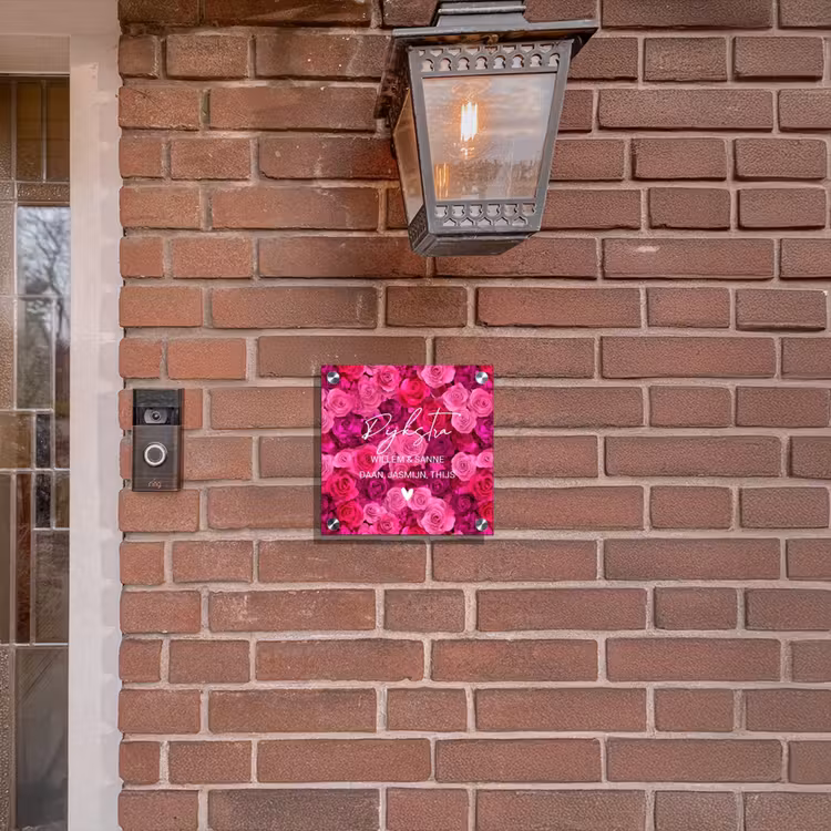 Naambordje voordeur - Vierkant - Roze rozen - Sierlijk — 3