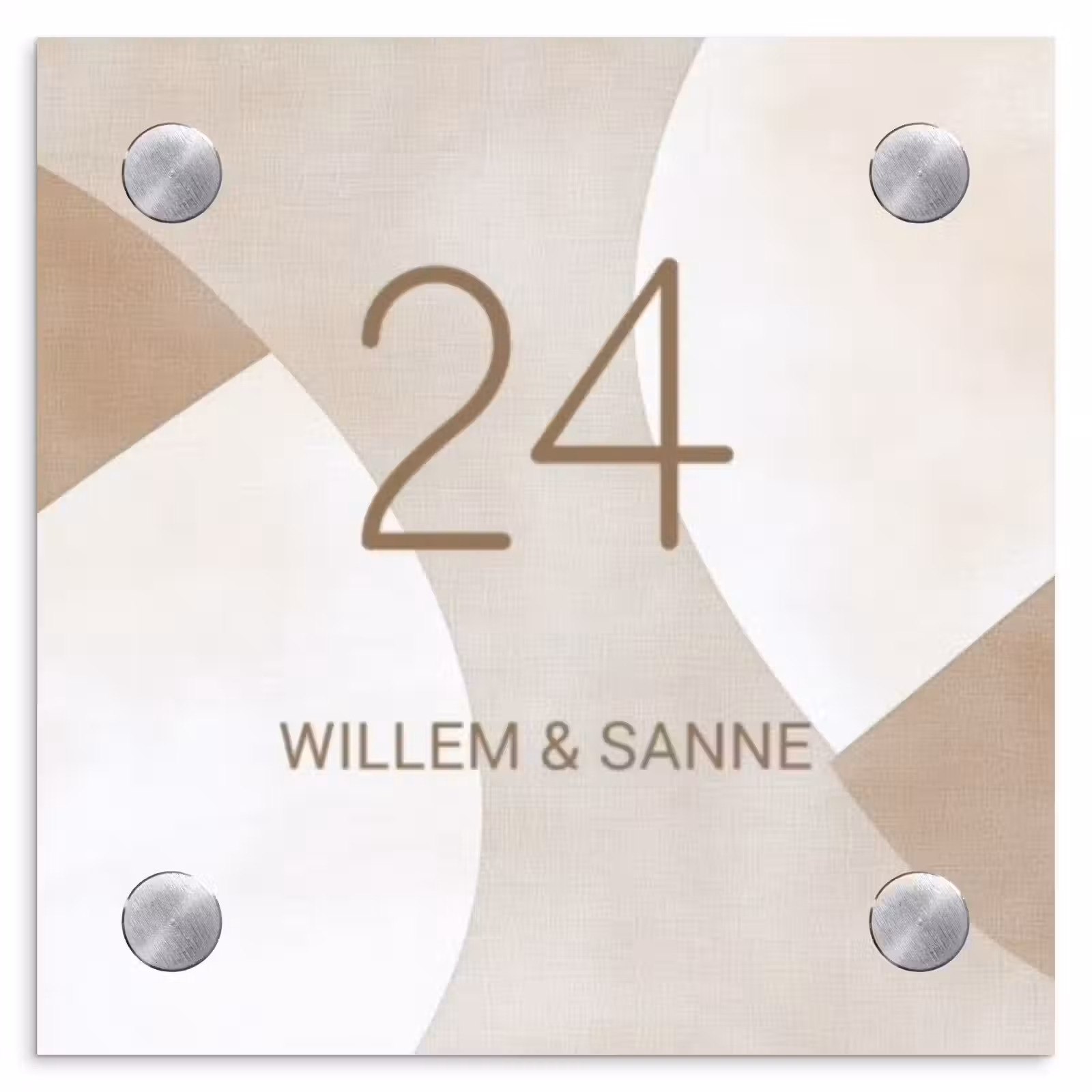 Naambordje voordeur - Vierkant - Abstract beige - Klassiek — 1