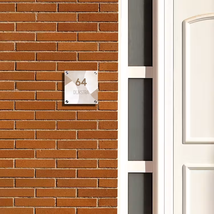 Naambordje voordeur - Vierkant - Abstract beige - Modern — 5