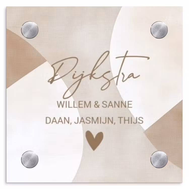 Naambordje voordeur - Vierkant - Abstract beige - Sierlijk — 1