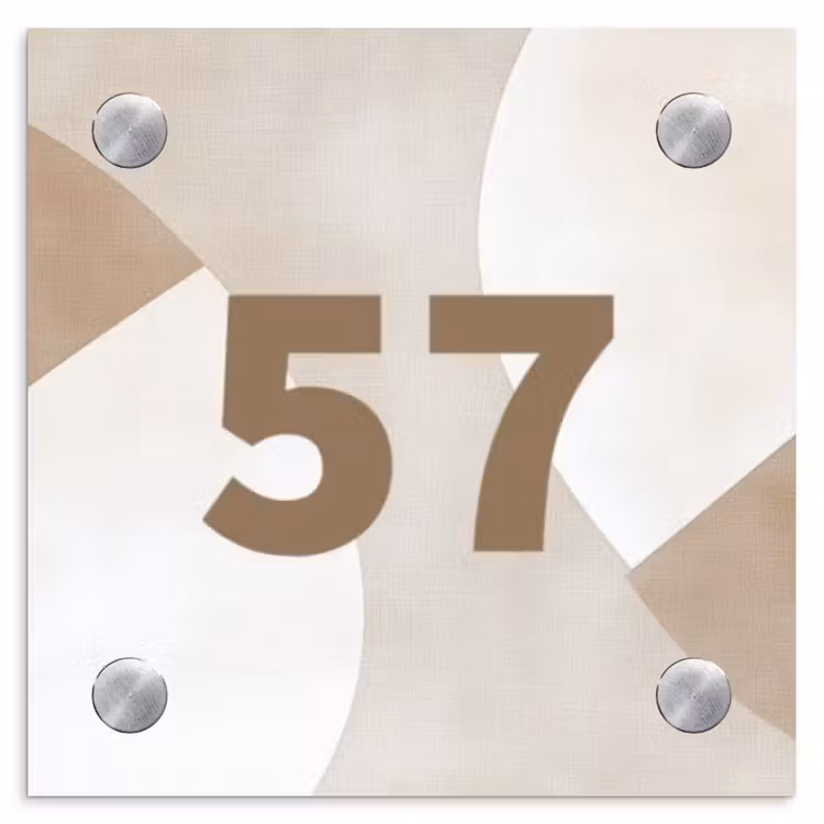 Naambordje voordeur - Vierkant - Abstract beige - Traditioneel — 1
