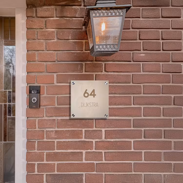 Naambordje voordeur - Vierkant - Beige reliëf lijnen - Modern — 3