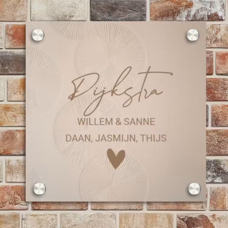 Naambordje voordeur - Vierkant - Beige reliëf lijnen - Sierlijk — 4