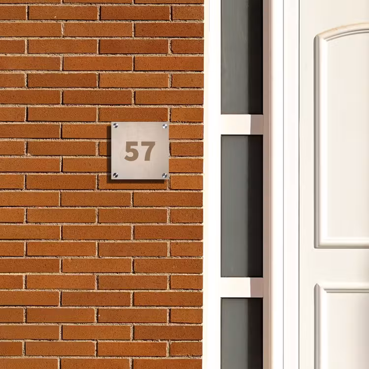 Naambordje voordeur - Vierkant - Beige reliëf lijnen - Traditioneel — 5