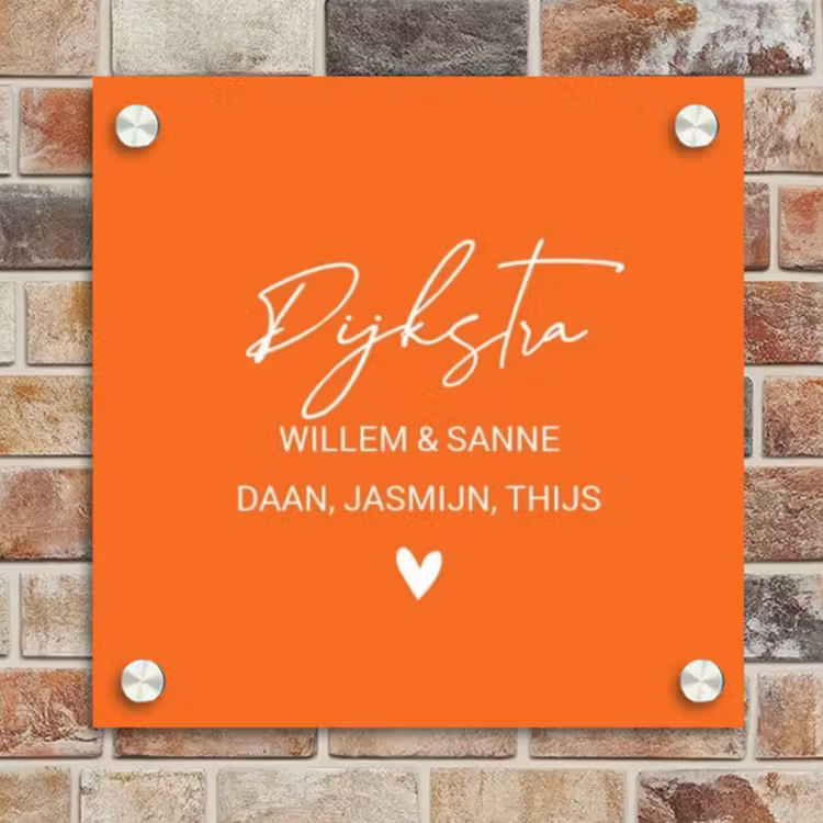 Naambordje voordeur - Vierkant - Oranje - Sierlijk — 4