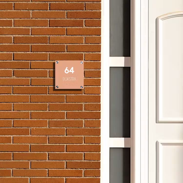 Naambordje voordeur - Vierkant - Zalmroze - Modern — 5
