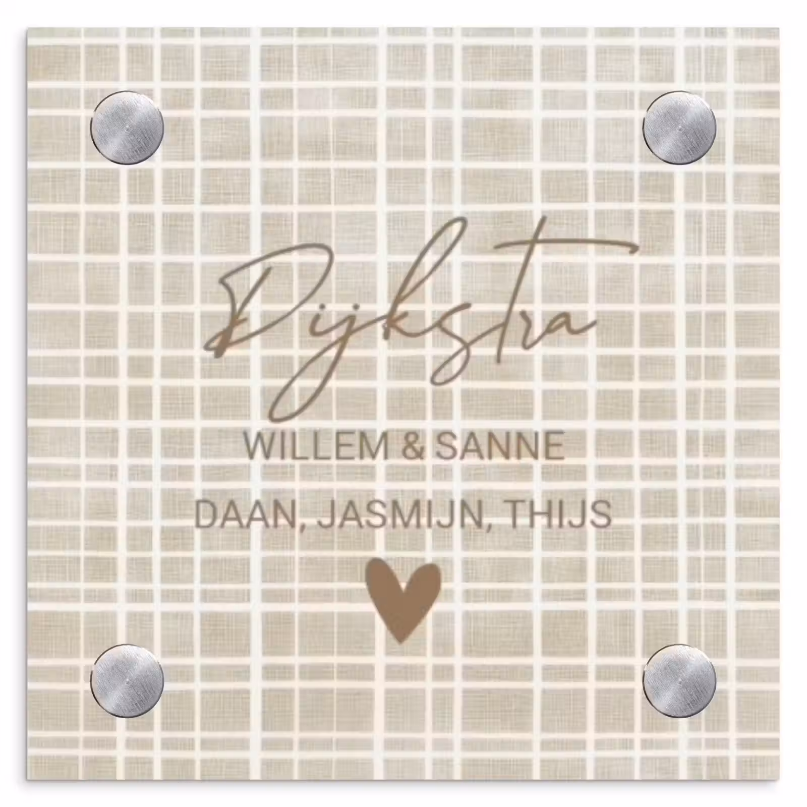 Naambordje voordeur - Vierkant - Beige raster - Sierlijk — 1