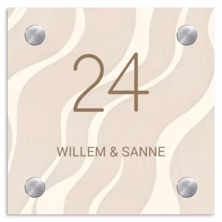 Naambordje voordeur - Vierkant - Beige golven - Klassiek — 1