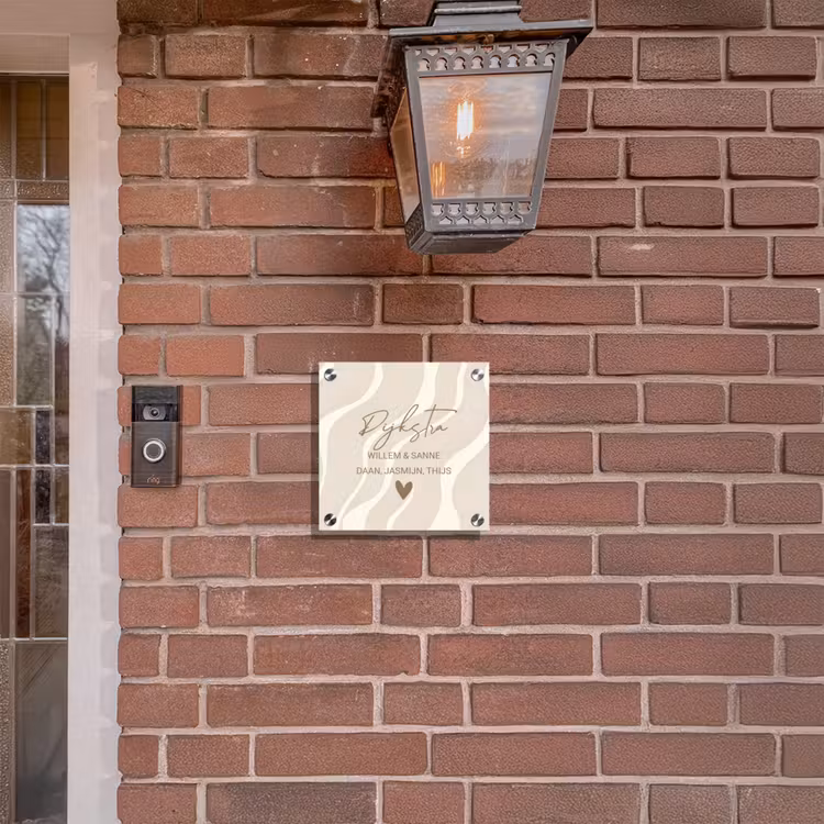 Naambordje voordeur - Vierkant - Beige golven - Sierlijk — 3