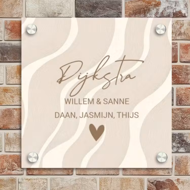 Naambordje voordeur - Vierkant - Beige golven - Sierlijk — 4