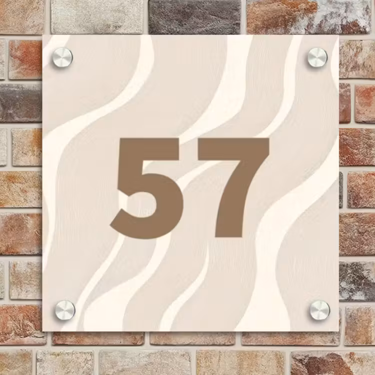 Naambordje voordeur - Vierkant - Beige golven - Traditioneel — 4