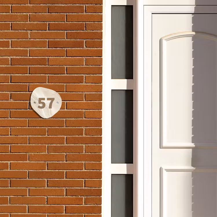Naambordje voordeur - Organisch - Beige - Marmer - Traditioneel — 3