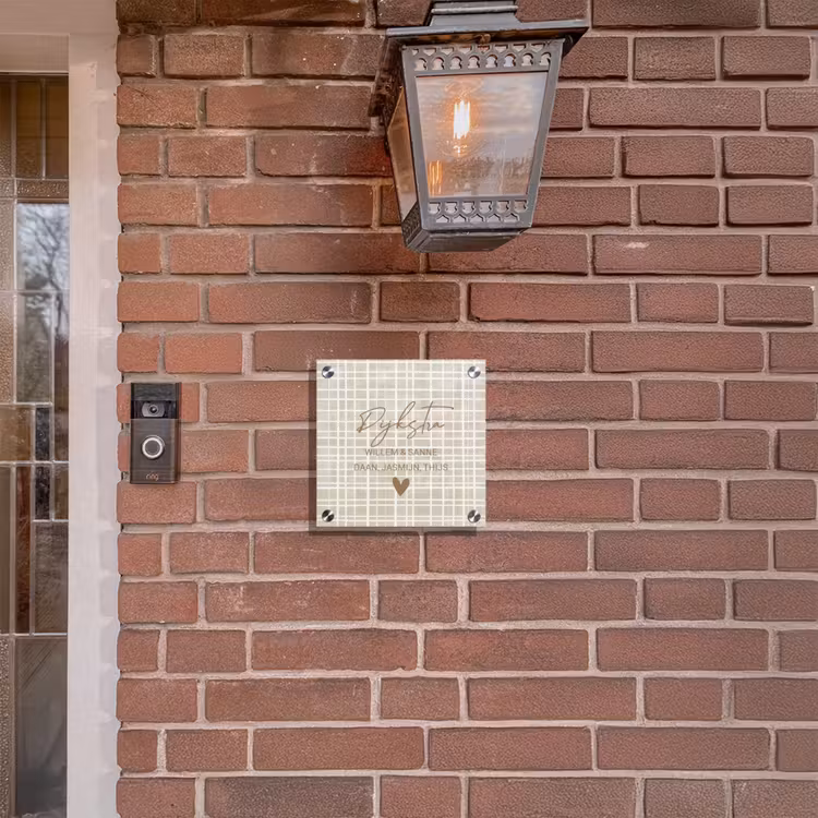 Naambordje voordeur - Vierkant - Beige raster - Sierlijk — 3