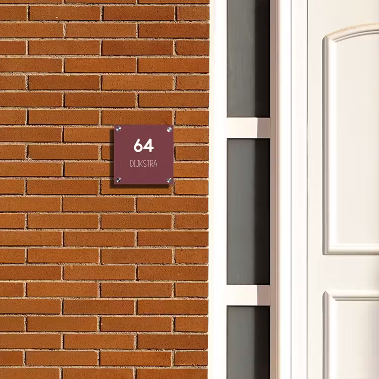 Naambordje voordeur - Vierkant - Bordeauxrood - Modern — 5