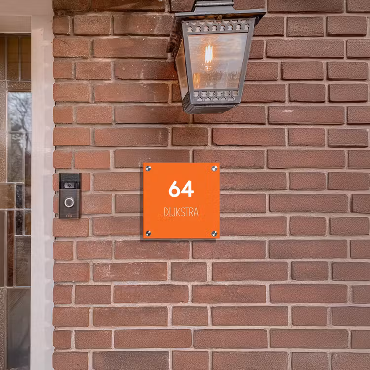 Naambordje voordeur - Vierkant - Oranje - Modern — 3
