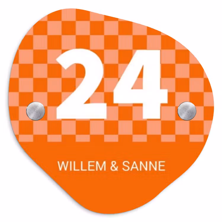 Naambordje voordeur - Organisch - Oranje - Blokjes - Klassiek — 1