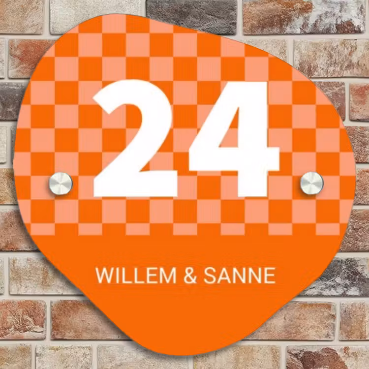 Naambordje voordeur - Organisch - Oranje - Blokjes - Klassiek — 4