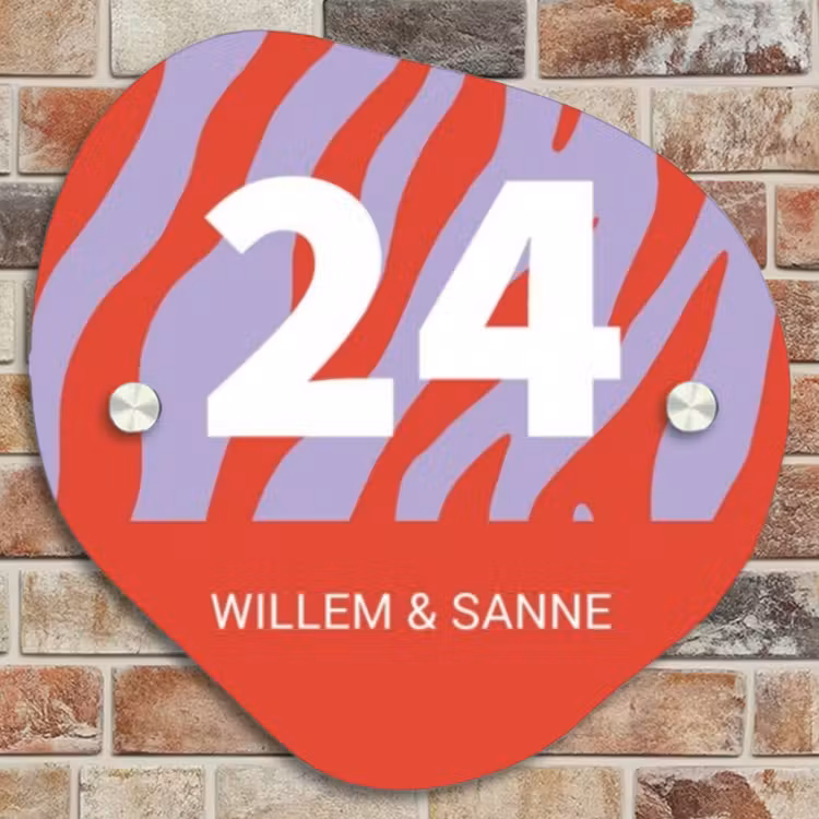 Naambordje voordeur - Organisch - Rood - Paars - Zebra - Klassiek — 4