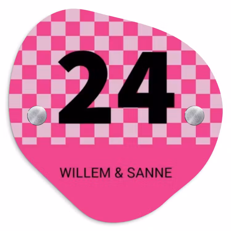 Naambordje voordeur - Organisch - Roze - Blokjes - Klassiek — 1