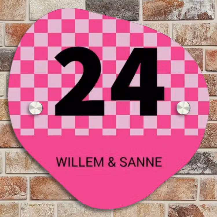 Naambordje voordeur - Organisch - Roze - Blokjes - Klassiek — 4