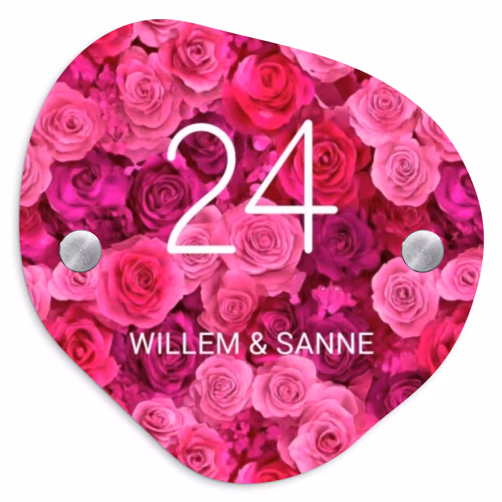Naambordje voordeur - Organisch - Roze rozen - Klassiek — 1