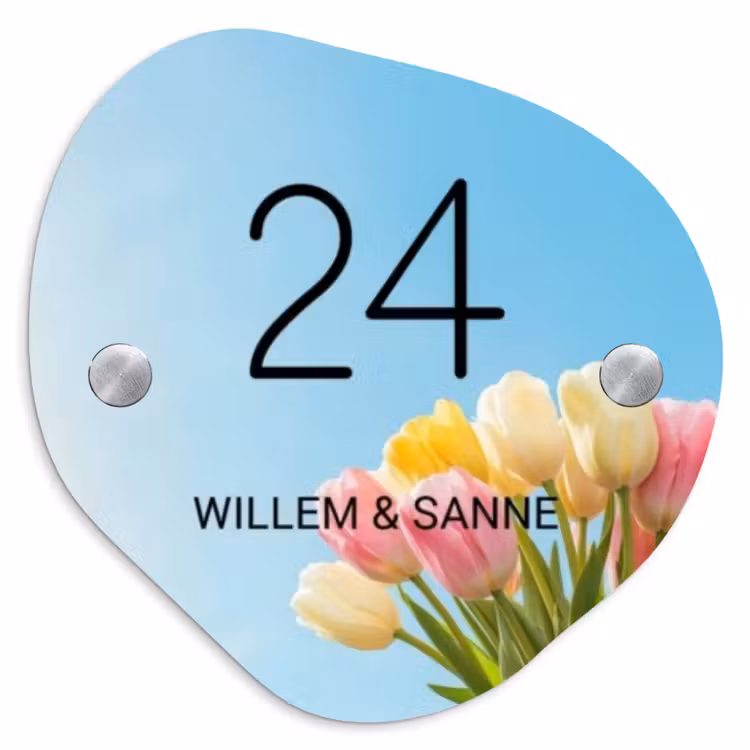 Naambordje voordeur - Organisch - Gekleurde tulpen lucht - Klassiek — 1