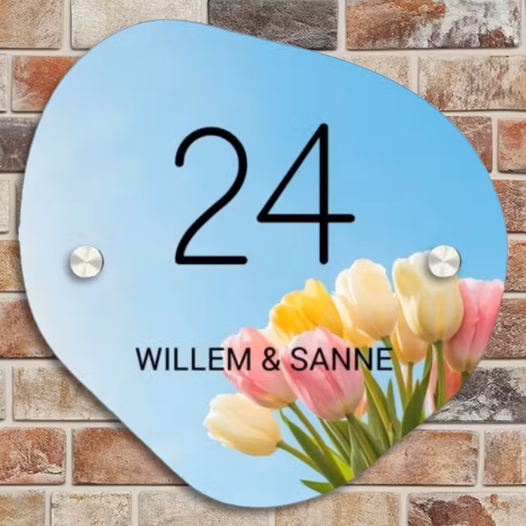 Naambordje voordeur - Organisch - Gekleurde tulpen lucht - Klassiek — 4