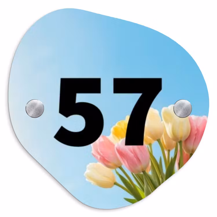 Naambordje voordeur - Organisch - Gekleurde tulpen lucht - Traditioneel — 1