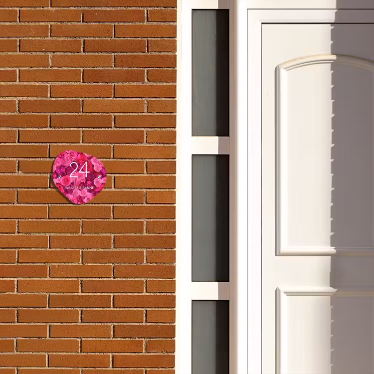 Naambordje voordeur - Organisch - Roze rozen - Klassiek — 3