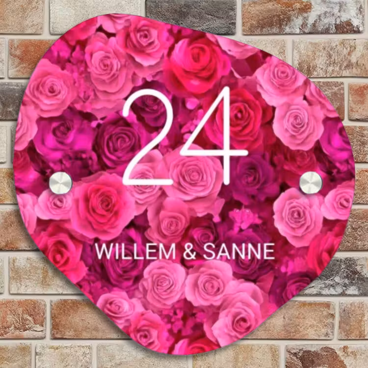 Naambordje voordeur - Organisch - Roze rozen - Klassiek — 4