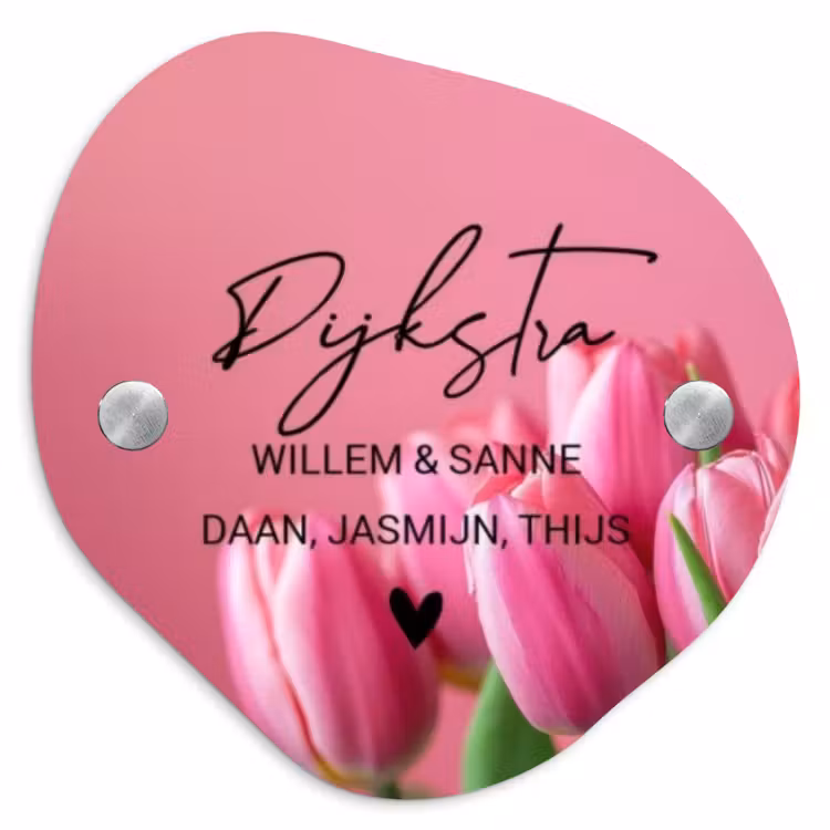 Naambordje voordeur - Organisch - Roze tulpen - Sierlijk — 1