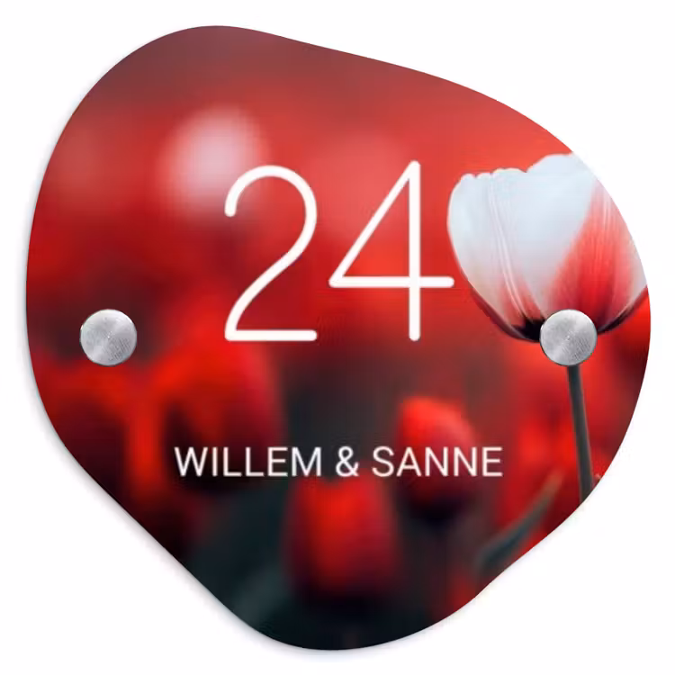 Naambordje voordeur - Organisch - Rode tulpen - Klassiek — 1
