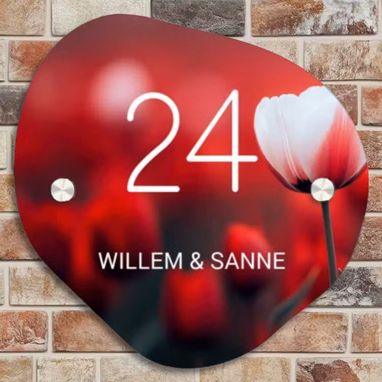 Naambordje voordeur - Organisch - Rode tulpen - Klassiek — 4