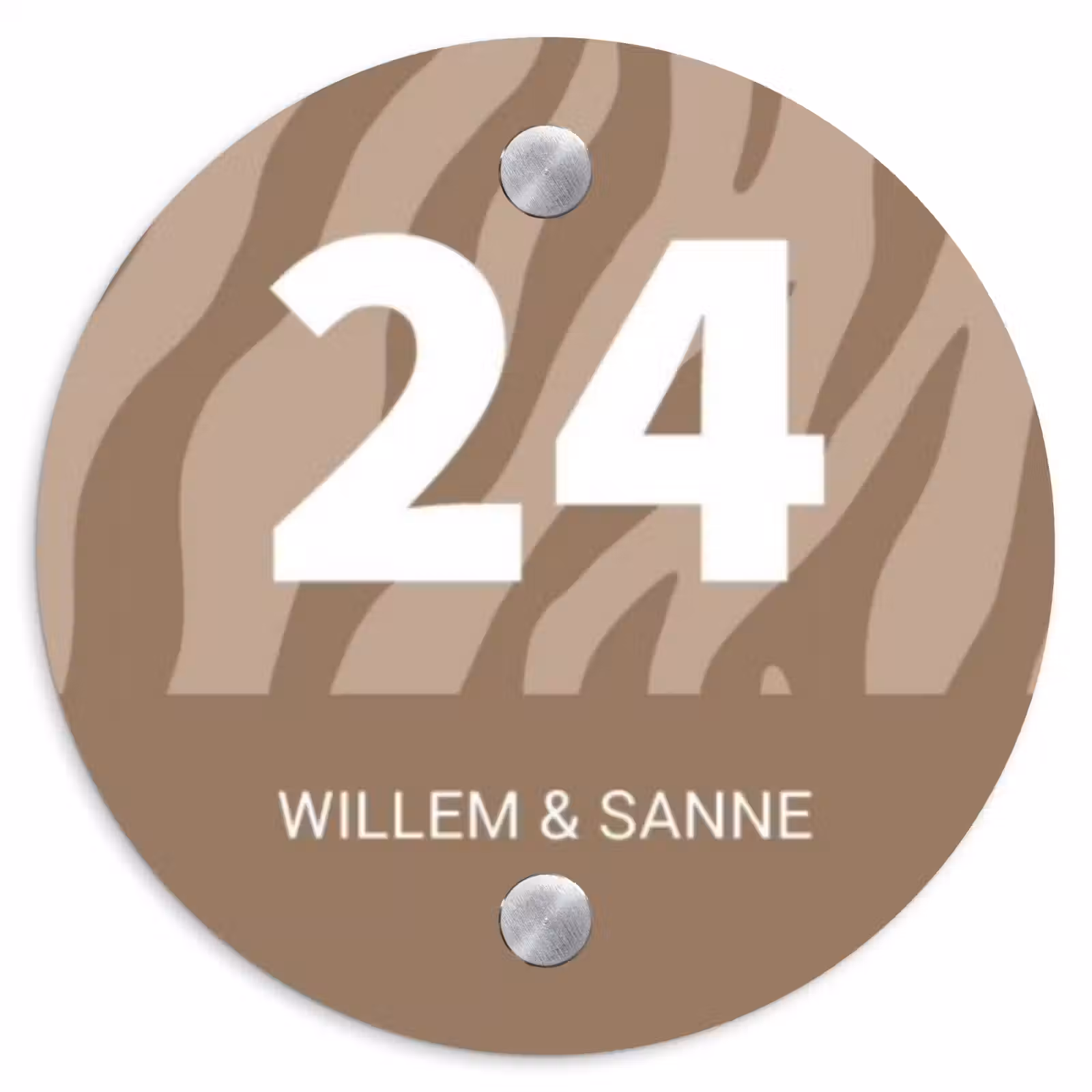 Naambordje voordeur - Rond - Beige zebra - Klassiek — 1
