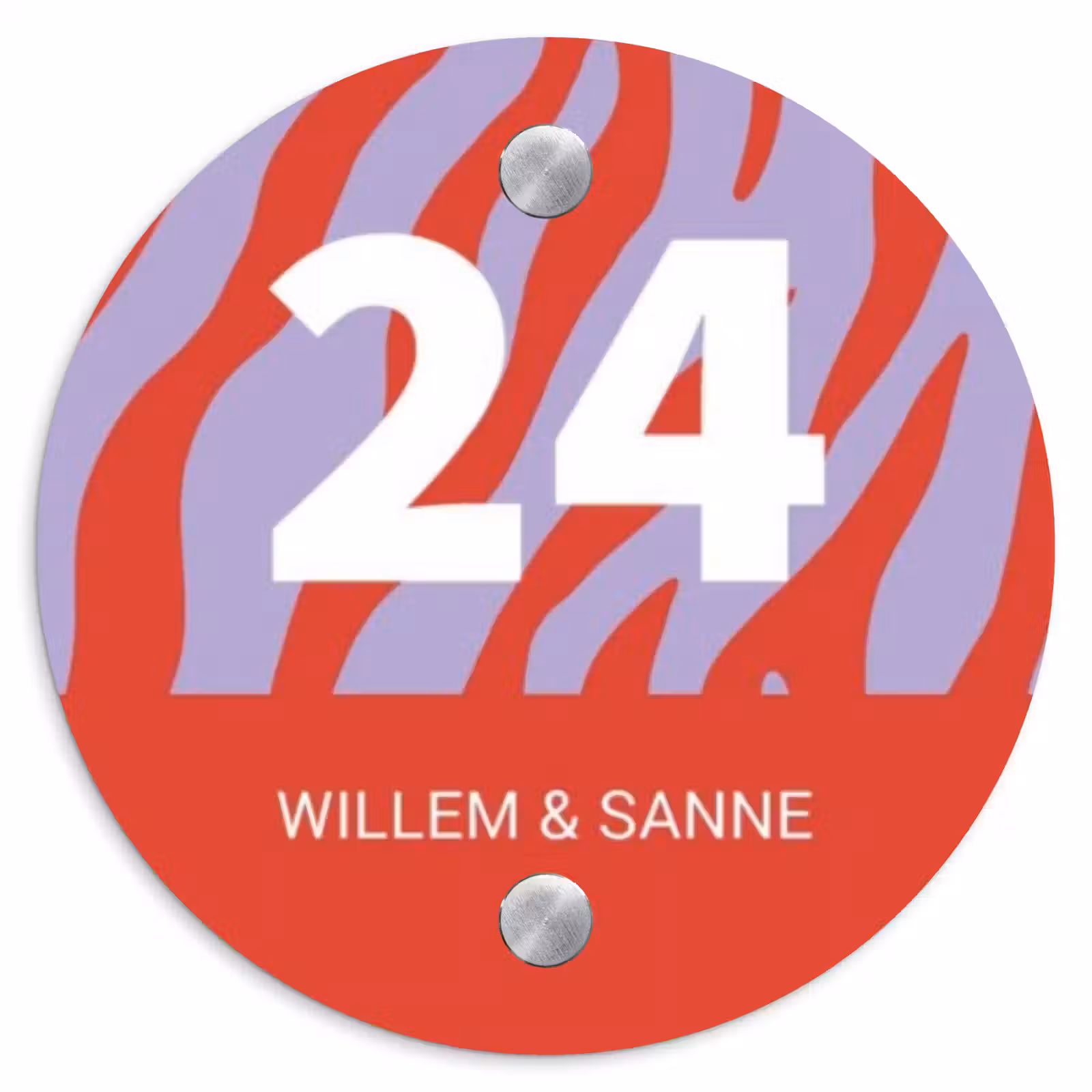 Naambordje voordeur - Rond - Rood - Paars - Zebra - Klassiek — 1