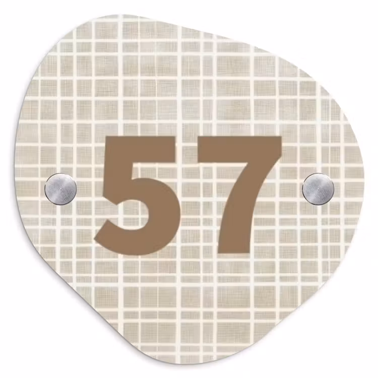 Naambordje voordeur - Organisch - Beige raster - Traditioneel — 1
