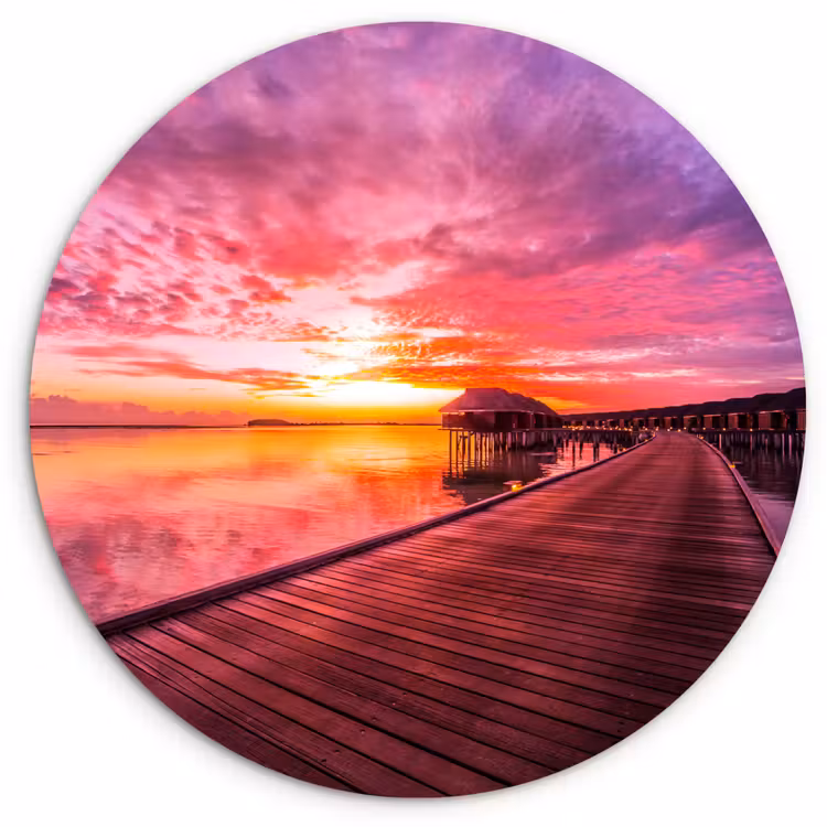 Muurcirkel - Steiger - Water - Zon - Roze - Horizon — 1