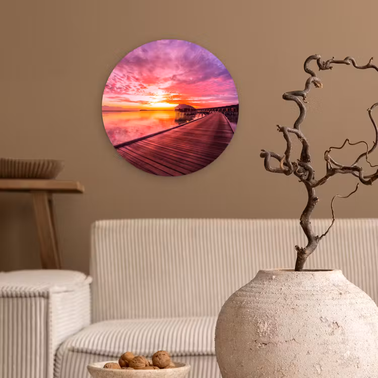 Muurcirkel - Steiger - Water - Zon - Roze - Horizon — 2
