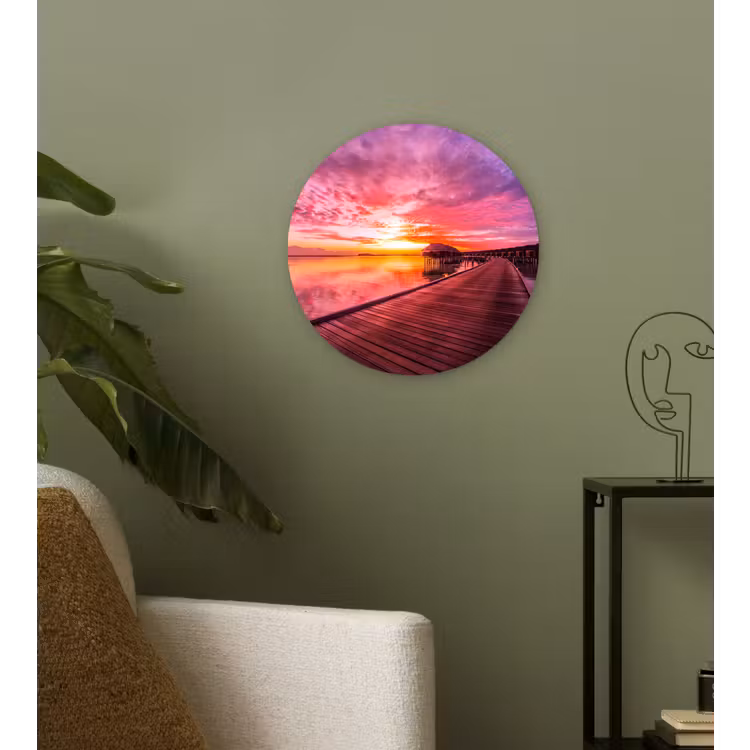 Muurcirkel - Steiger - Water - Zon - Roze - Horizon — 3