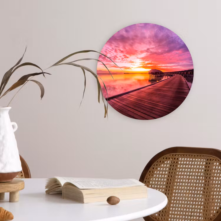 Muurcirkel - Steiger - Water - Zon - Roze - Horizon — 4