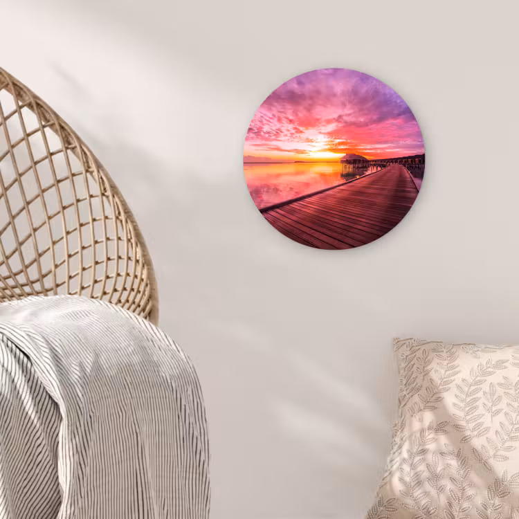 Muurcirkel - Steiger - Water - Zon - Roze - Horizon — 5