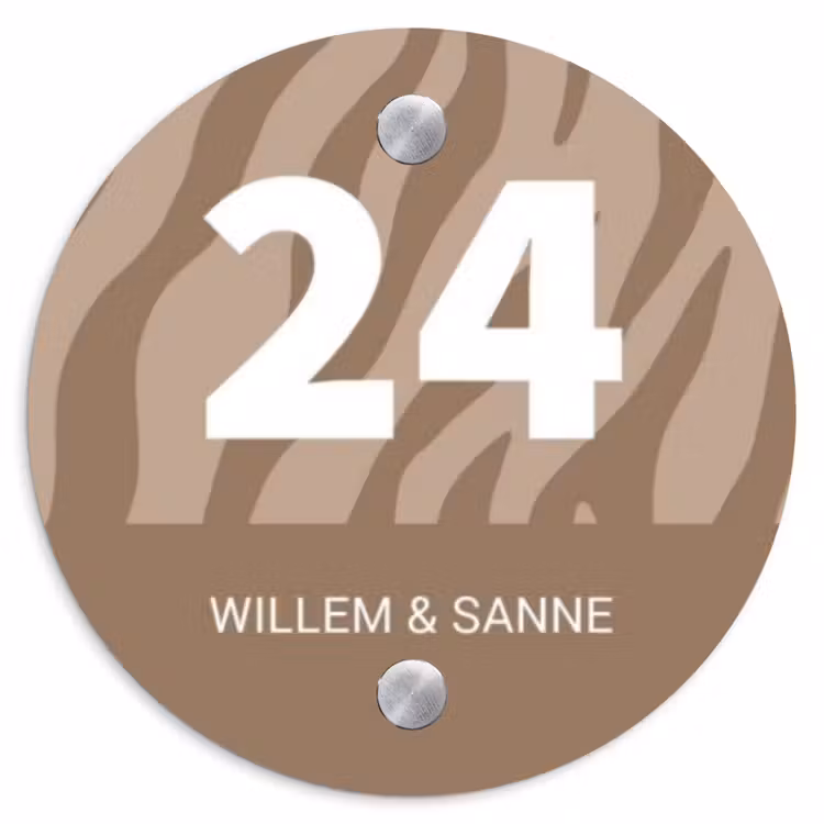 Naambordje voordeur - Rond - Beige zebra - Klassiek — 1