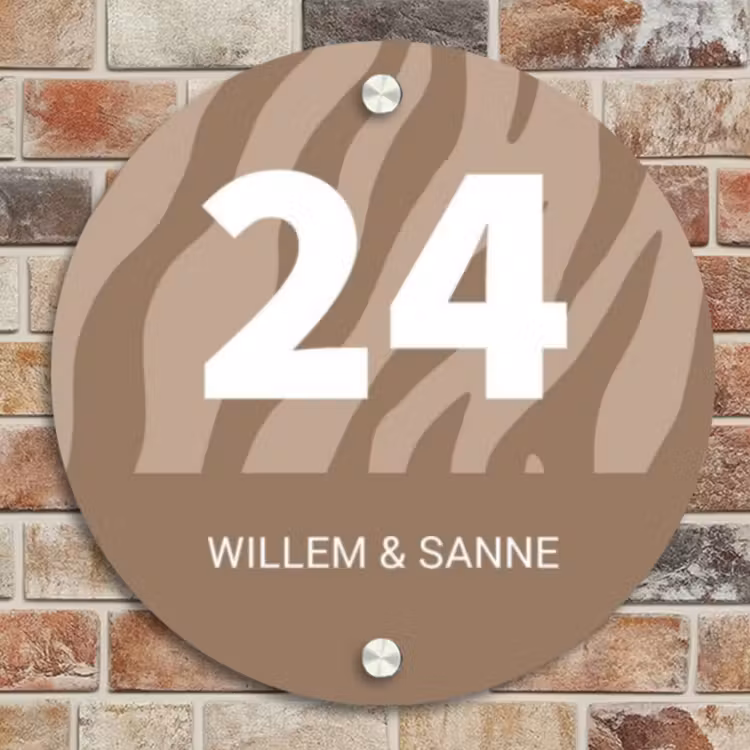 Naambordje voordeur - Rond - Beige zebra - Klassiek — 4
