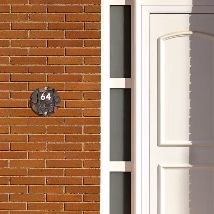 Naambordje voordeur - Rond - Boomschors - Modern — 3